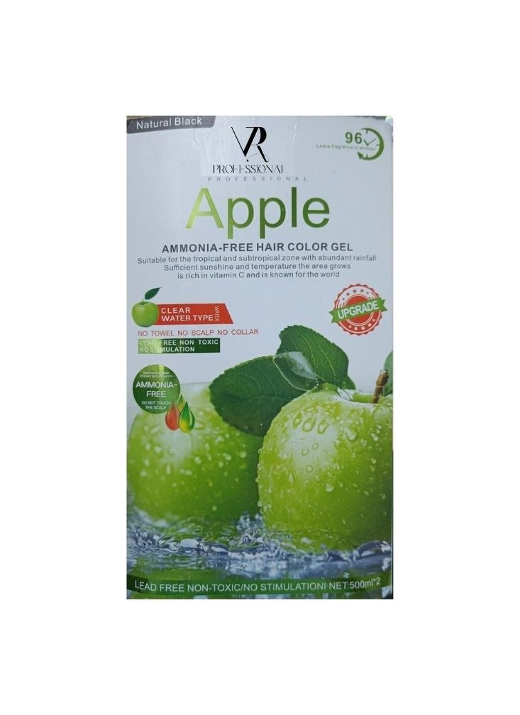 ابل  جل صبغة شعر احترافي من في آر برائحة التفاح خالٍ من الأمونيا لون أسود طبيعي لا يسبب تهيج فروة الرأس - Image 1